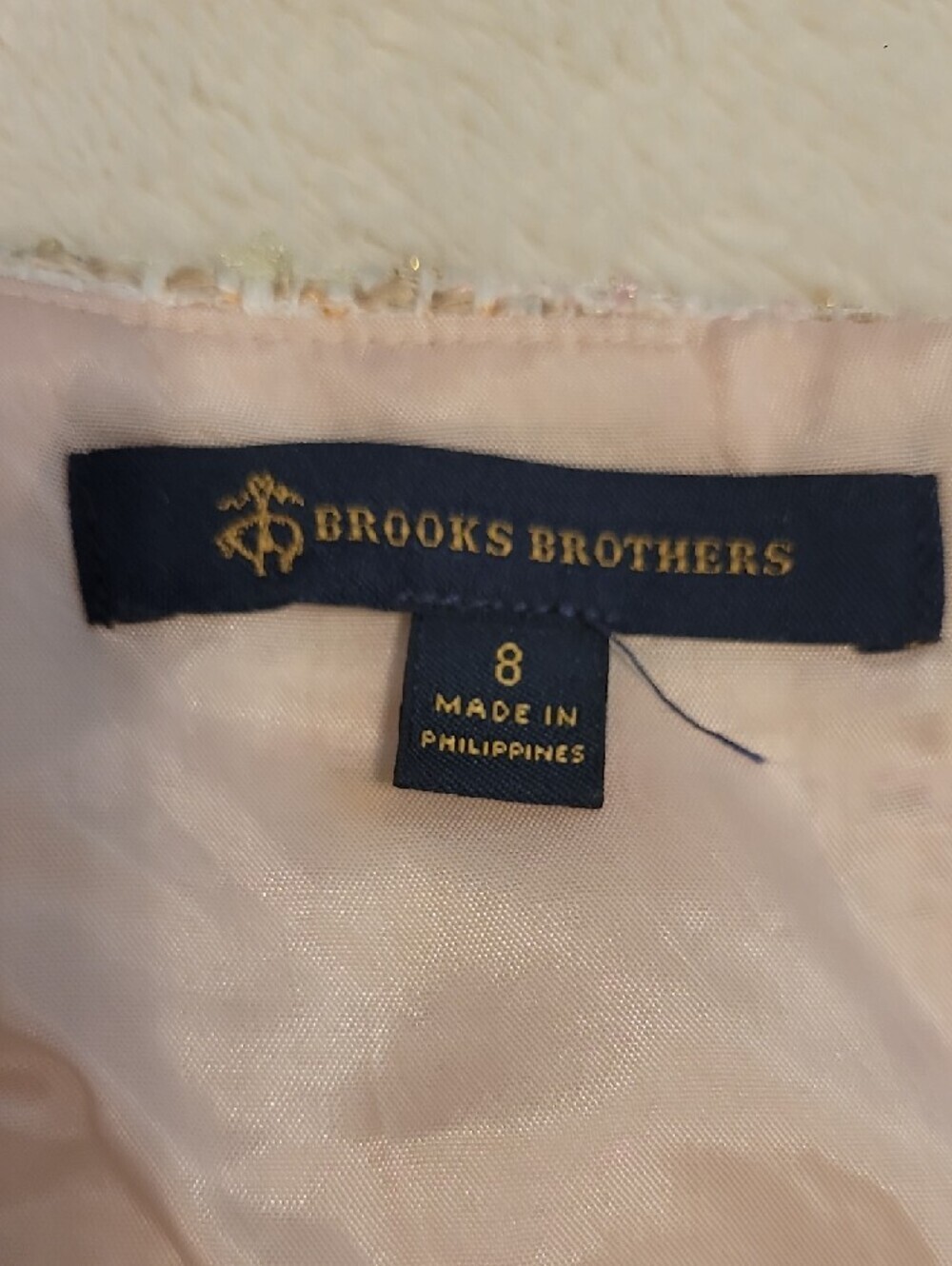 Brooks Brothers Cream Tweed Mini Skirt with Pink and Gold Accents - Picture 2 of 6